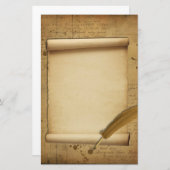 ヴィンテージインクおよびクイル固定式 便箋 (正面/裏面)