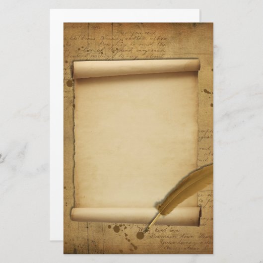 ヴィンテージインクおよびクイル固定式 便箋 (正面/裏面)