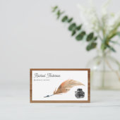 ヴィンテージインクウェル羽キールペンQRコードライター 名刺 (スタンド正面)