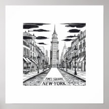 ヴィンテージインクスケッチのタイムズスクエア通りニューヨーク