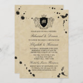 ヴィンテージインクステインモノグラムクレストリハーサルディナー 招待状 (正面/裏面)