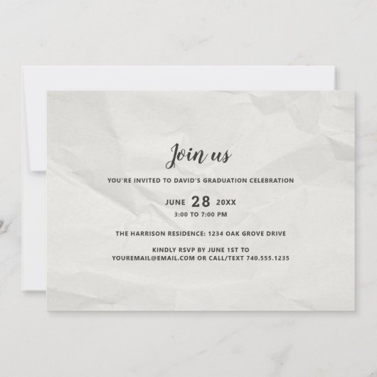 ヴィンテージインクフォトの卒業 招待状 (裏面)