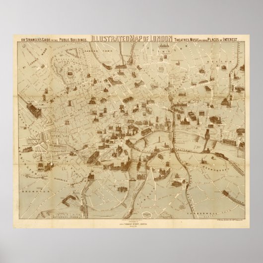 ヴィンテージイングランドモニュメントの地図(1877) ポスター (正面)