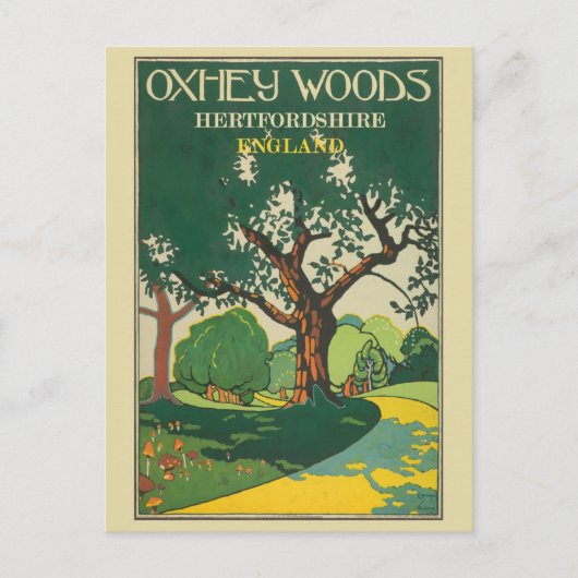 ヴィンテージイングランドHertfordshire Oxhey Woods Travel ポストカード (正面)