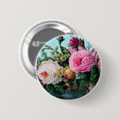 ヴィンテージイングリッシュガーデンバラアート、みすぼらしいギフト 缶バッジ (正面&裏面)