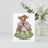 ヴィンテージイングリッシュガールinエリザベス朝服姿 ポストカード (スタンド正面)