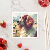 ヴィンテージイングリッシュセッター油彩画 スタンダードカクテルナプキン (インサイチュ)