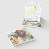 ヴィンテージイングリッシュセッター油彩画 ストーンコースター (横)