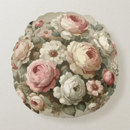 ヴィンテージイングリッシュバラガーデンコテージコーレデコール ラウンドクッション