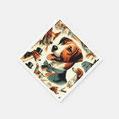 ヴィンテージイングリッシュフォックスハウンドイラストレーション スタンダードカクテルナプキン (角)