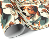 ヴィンテージイングリッシュフォックスハウンドイラストレーション ラッピングペーパー (ロールコーナー)