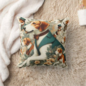 ヴィンテージイングリッシュフォックスハウンドシームレスイラストレーション クッション (ブランケット)