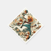 ヴィンテージイングリッシュフォックスハウンドシームレスイラストレーション スタンダードカクテルナプキン (角)