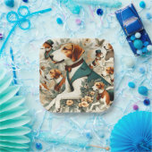 ヴィンテージイングリッシュフォックスハウンドシームレスイラストレーション ペーパープレート (パーティー)