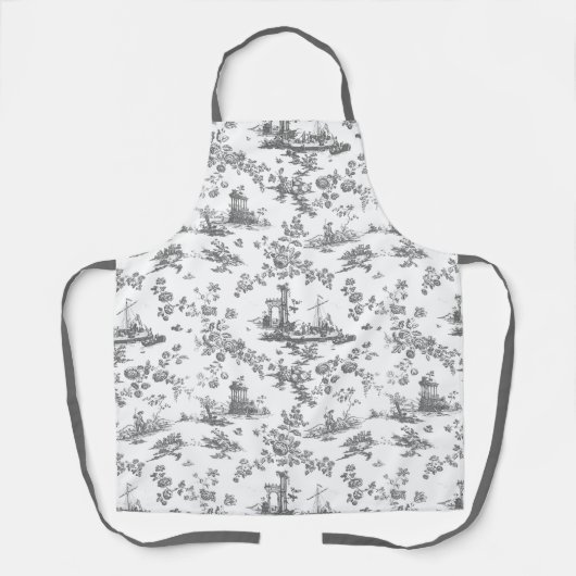 ヴィンテージイングリッシュフローラトイレデジュイブルーエプロン エプロン (正面)