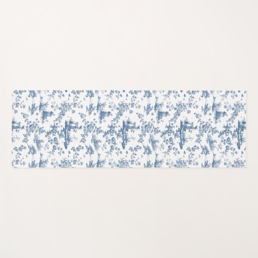 ヴィンテージイングリッシュフローラトイレデジュイブルー ヨガマット (正面(横))