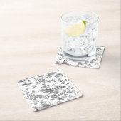 ヴィンテージイングリッシュフローラトイレデジュエグレイ スクエアペーパーコースター (インサイチュ)