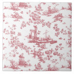 ヴィンテージイングリッシュフローラトイレデジュエピンク タイル<br><div class="desc">John Munns ca 1770sの遺跡、海港、羊飼い、フローラのガーランドを特徴とするイギリスの銅版彫刻デザインから適応された美しいシームレスなトイルクラシカル・ド・ジュイのパターン。白い背景にピンク。</div>