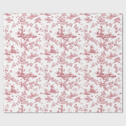 ヴィンテージイングリッシュフローラトイレデジュエピンク ラッピングペーパー (フラット)
