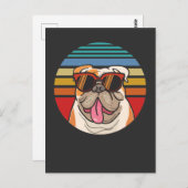 ヴィンテージイングリッシュブルおもしろいドッグサングラスペット ポストカード (正面/裏面)