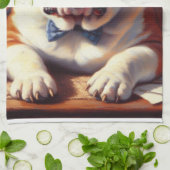 ヴィンテージイングリッシュブルドッグイラストレーション キッチンタオル (折り畳み)