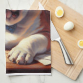 ヴィンテージイングリッシュブルドッグイラストレーション キッチンタオル (四つ折り)