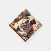 ヴィンテージイングリッシュブルドッグイラストレーション スタンダードカクテルナプキン (角)