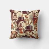 ヴィンテージイングリッシュブルドッグシームレスイラストレーション クッション (裏面)