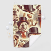 ヴィンテージイングリッシュブルドッグシームレスイラストレーション ゴルフタオル (インサイチュ)