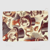 ヴィンテージイングリッシュブルドッグシームレスイラストレーション ゴルフタオル (横)