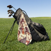 ヴィンテージイングリッシュブルドッグシームレスイラストレーション ゴルフタオル (グリーン)