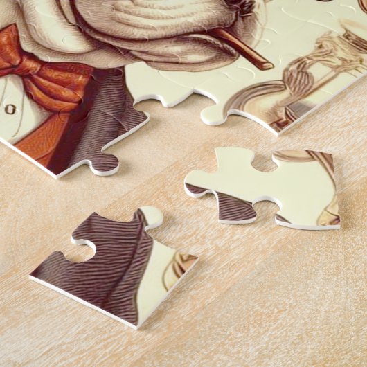 ヴィンテージイングリッシュブルドッグシームレスイラストレーション ジグソーパズル (側面)