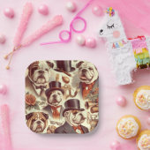 ヴィンテージイングリッシュブルドッグシームレスイラストレーション ペーパープレート (パーティー)