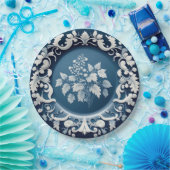 ヴィンテージイングリッシュポーズブルー&ホワイト中国 ペーパープレート (パーティー)