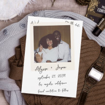 ヴィンテージインスタントフォト手書きモノグラムウェディング