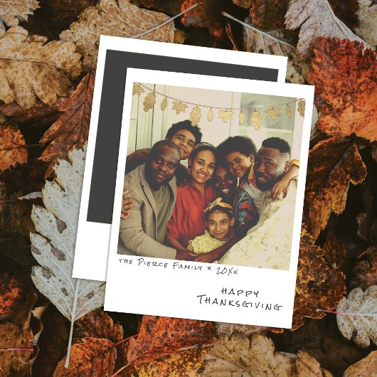 ヴィンテージインスタントフォト - 偽のホイル秋の葉の装飾 シーズンカード