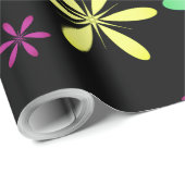 ヴィンテージインスパイアお洒落フローラ黒カラフル ラッピングペーパー (ロールコーナー)