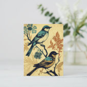 ヴィンテージインスパイアが枝に止まる ポストカード (スタンド正面)