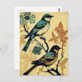 ヴィンテージインスパイアが枝に止まる ポストカード (正面/裏面)