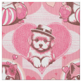 ヴィンテージインスパイアの子犬 ファブリック (クローズアップ)