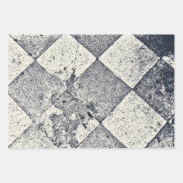ヴィンテージインスパイアのHarlequin Black And White Texture ラッピングペーパーシート
