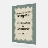 ヴィンテージインスパイアはSage Greenの上に縁ど波状の結婚 アクリルサイン (傾斜)