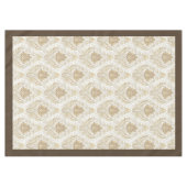 ヴィンテージインスパイアアイボリーダマスク繊細な水色 テーブルクロス (正面(横))