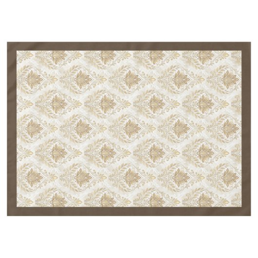 ヴィンテージインスパイアアイボリーダマスク繊細な水色 テーブルクロス (正面(横))