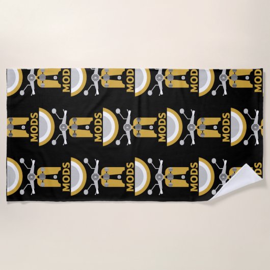 ヴィンテージインスパイアイギリスのModsとロッカー ビーチタオル (正面)