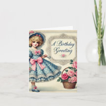 ヴィンテージインスパイアウォーター色誕生日カード – レトロ