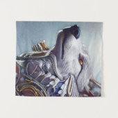 ヴィンテージインスパイアウルフヘッドアート – ノスタルジック タペストリー (正面(横))