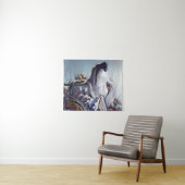 ヴィンテージインスパイアウルフヘッドアート – ノスタルジック タペストリー (インサイチュ(横))