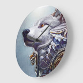 ヴィンテージインスパイアウルフヘッドアート – ノスタルジック ラージ壁時計 (傾斜)