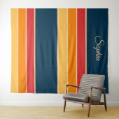 ヴィンテージインスパイアカラフルストライプデザインタペストリー タペストリー (インサイチュ(横))